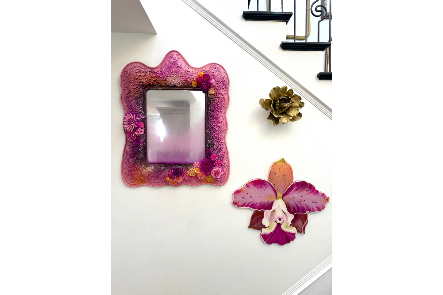Rose and Orange Square Mirror