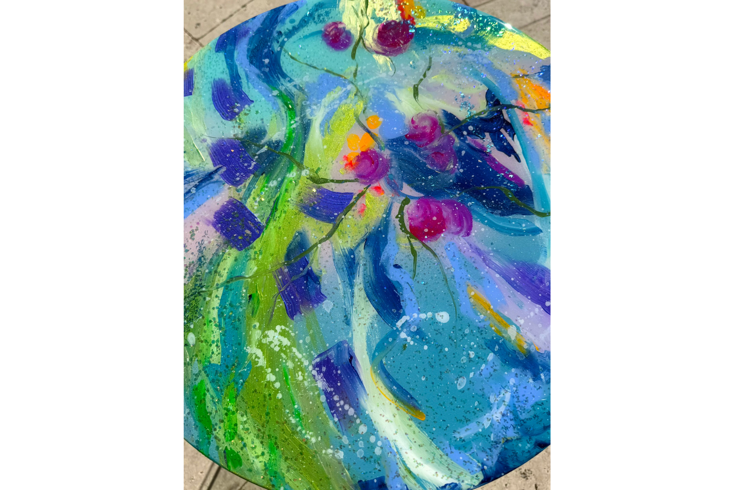 Table with Blues and Magenta