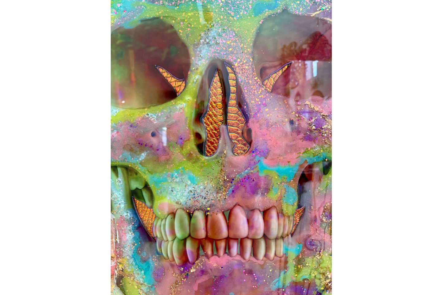 Opal Skull With Green