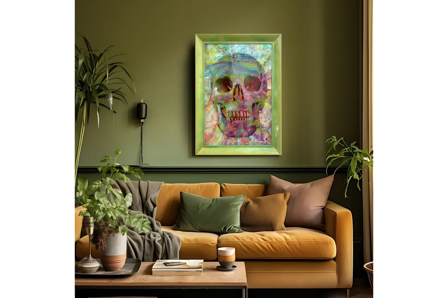 Opal Skull With Green