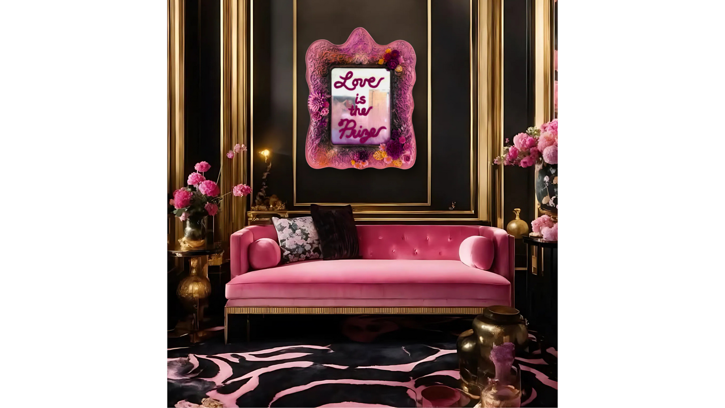 Rose and Orange Square Mirror