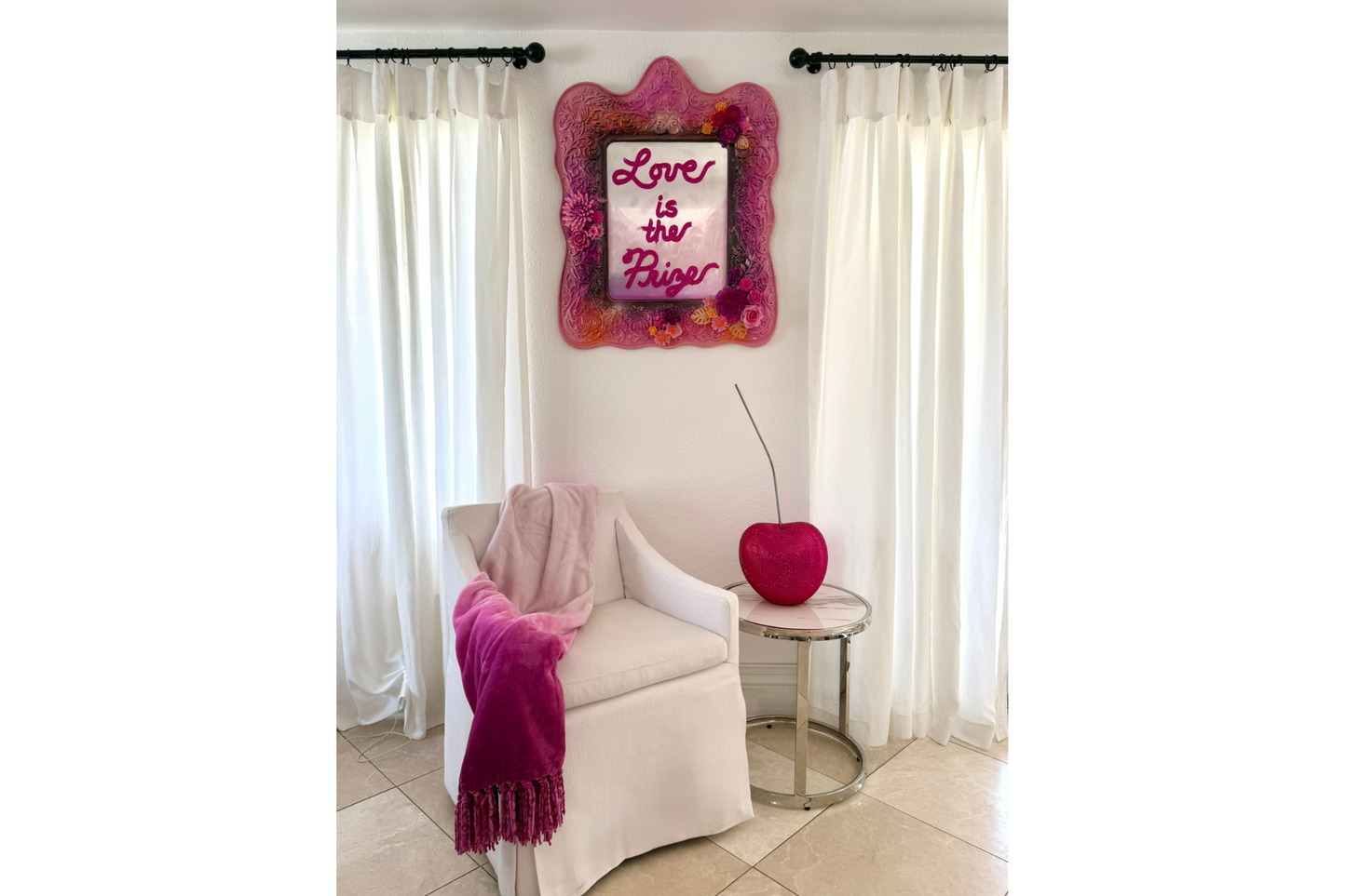 Rose and Orange Square Mirror