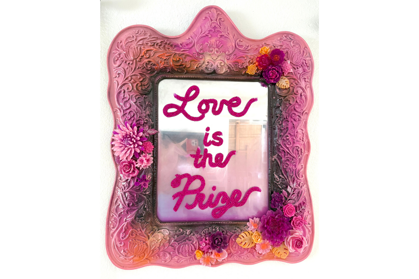 Rose and Orange Square Mirror