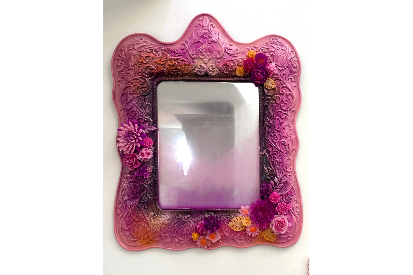 Rose and Orange Square Mirror