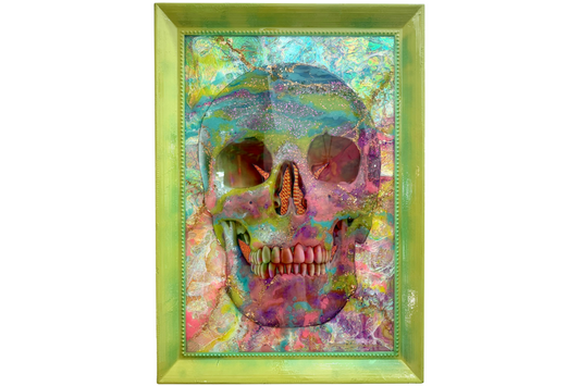 Opal Skull With Green