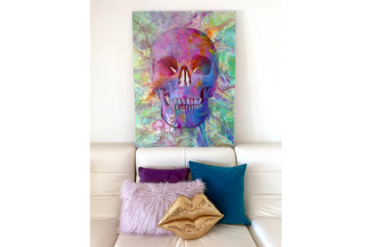 Opal Skull With Pinks
