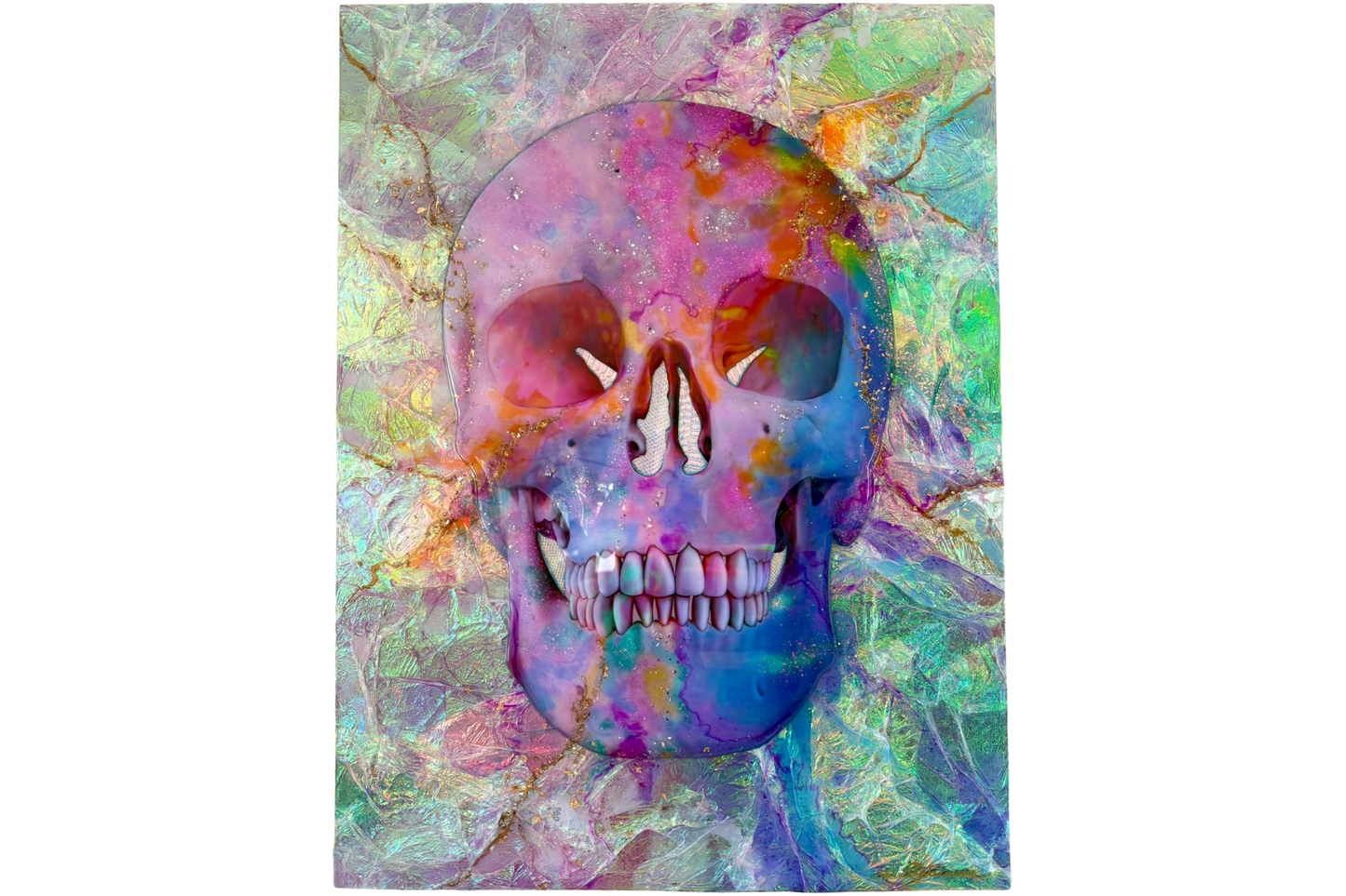 Opal Skull With Pinks