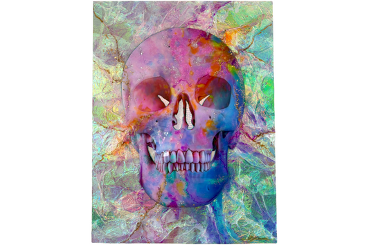 Opal Skull With Pinks