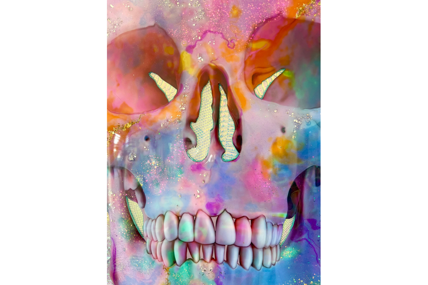 Opal Skull With Pinks