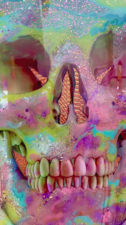 Opal Skull With Green