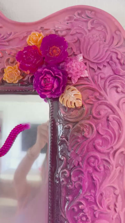 Rose and Orange Square Mirror
