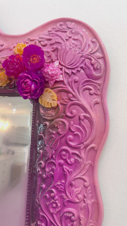 Rose and Orange Square Mirror